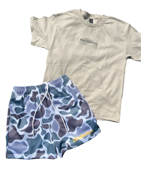 13 Collective Embroidered Tan T Shirt **Shorts not included**