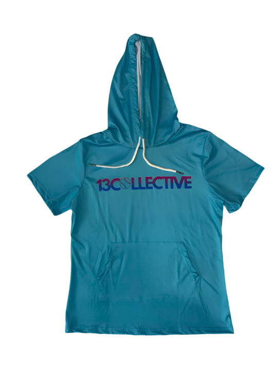 Short Sleeve Hooded Teal Shirt