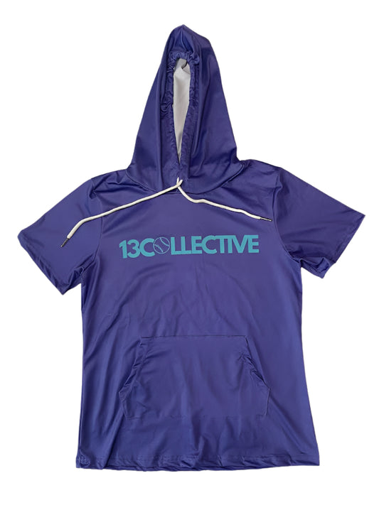 Short Sleeve Hooded Purple Shirt