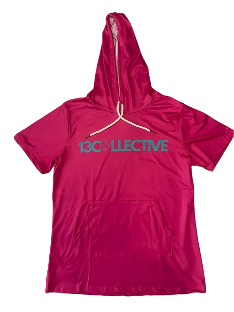 Short Sleeve Hooded Pink Shirt