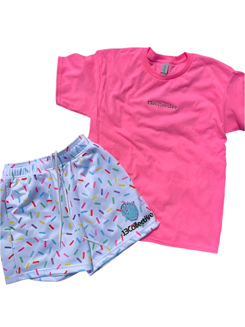 13 Collective Embroidered Pink T Shirt **Shorts not included**